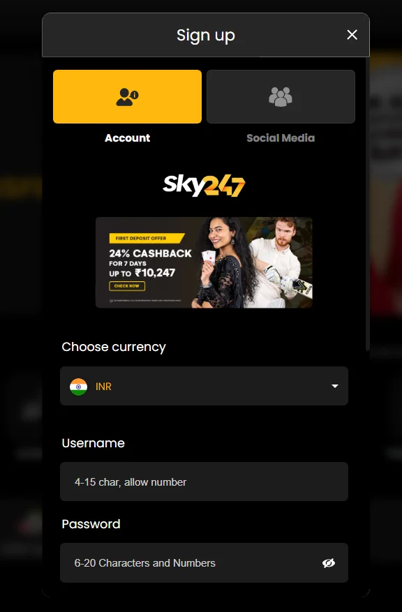 Sky247 registration